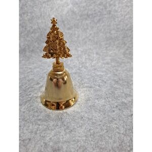 18K Gold-Plated 4" Tall Bell with Christmas Tree Embellished Handle